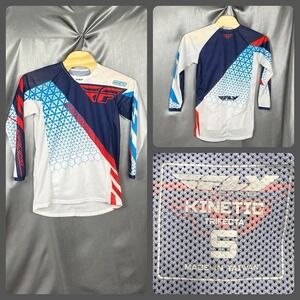 Fly Racing Kinetic Trifecta Jersey Men's S Mesh Red/White/Blue #104096 MX Gear